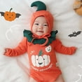 thumbnail image 4 of LIJCC Infant Girls Boy Neutral Outfits 2 Pcs Halloween Pumpkin Romper Jumpsuit Winter Baby Outfit My 1st Halloween Clothes Funny Long Sleeve Bodysuit with Hat, 4 of 9