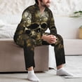 thumbnail image 7 of Lsque Vintage Gold Leaf Skull Pattern Long Sleeve Pajama Set for Men - Soft 2-Piece Sleepwear and Loungewear Set with Pockets, Comfy Nightwear-Medium, 7 of 7