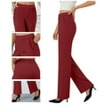 thumbnail image 5 of ClodeEU Cotton Wide Leg Yoga Pants Women,High Waist Loose Lounge Stretch Trousers with Pockets B-Wine,Womens Plus XXL, 5 of 8