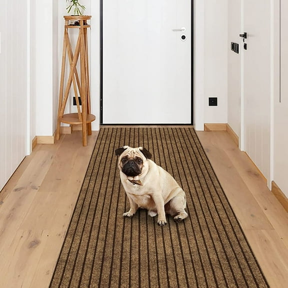 Bilot Hallway Runner Rug with Rubber Backing, Laundry Room Rug Non Slip, Washable Outdoor Indoor Rug Carpet Runner, Customized Area Rugs Mat for Entryway, Balcony, Deck-2FT x 6FT, Brown Stripe