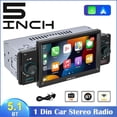 thumbnail image 2 of YUANOU Radio Stéréo de Voiture 1 Din 5.1 Pouces Apple/Android Carplay Bluetooth FM RDS Lecteur, 2 of 8