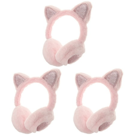 

FRCOLOR 3pcs Kids Cat Ear Earmuff Plush Ear Muff Winter Warm Earmuff Ear Warming Cover