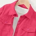 thumbnail image 7 of Wilark Girls Fall Corduroy Shirt Jackets Loose Fit Lightweight Long Sleeve Collared Casual Trendy Kids Shackets with Pockets Hot Pink 12, 7 of 7