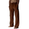 thumbnail image 1 of toraway Men Cargo Pants Jeans Pockets Drawstring Size Plus Male Casual Parrot Soild Color Trouser Full Length Pocket Drawstring Pant Trouser XXL, 1 of 4