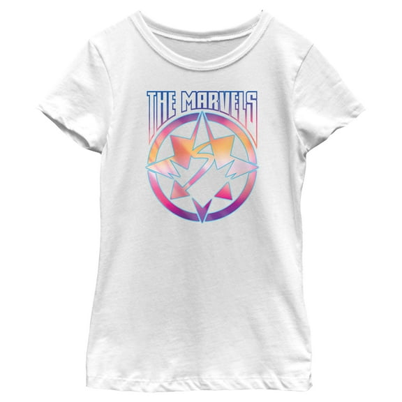 Girl's The Marvels Heroes Crest  Graphic Tee White Medium