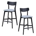 thumbnail image 4 of Set of 2 Black Counter Stools with Back Support, Soft Padded Kitchen Bar Chairs with Footrest, Modern Solid Wood Pub Height Stools, 4 of 6
