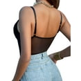 thumbnail image 6 of Seyurigaoka Women's Deep V Neck Bodysuit Sleeveless Contrast Mesh Underwire Teddy Lingerie with Butterfly Appliques, 6 of 7