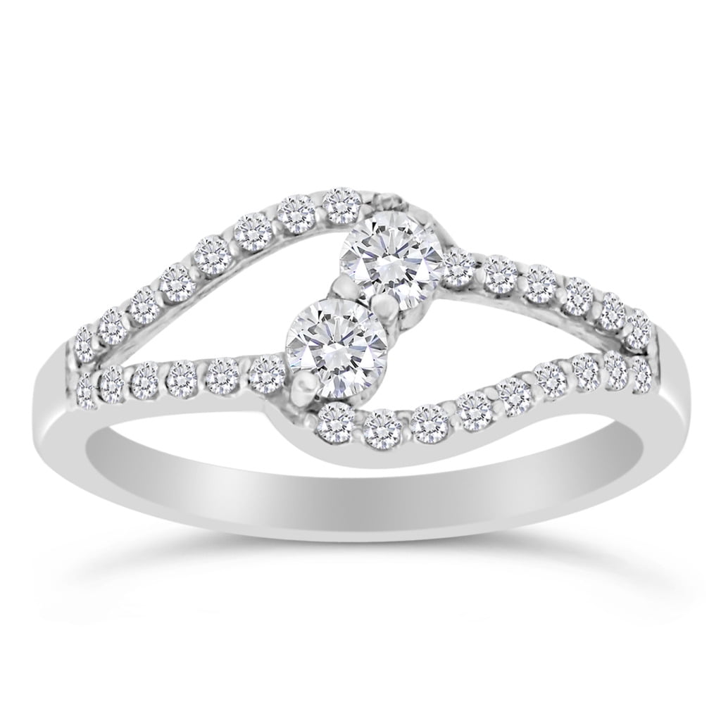 1/2ctw Diamond Two Stone Ring in 10k White Gold