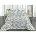 thumbnail image 2 of Ambesonne Spring Quilted Bedspread Set 3 Pcs, Flower of Summer Romance, King, Laurel Green Ceil Blue, 2 of 4