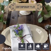 Crown Display 10 Ivory Hard Plastic Victorian Design Wedding and Holiday Dinner Plates - 60 Ct.
