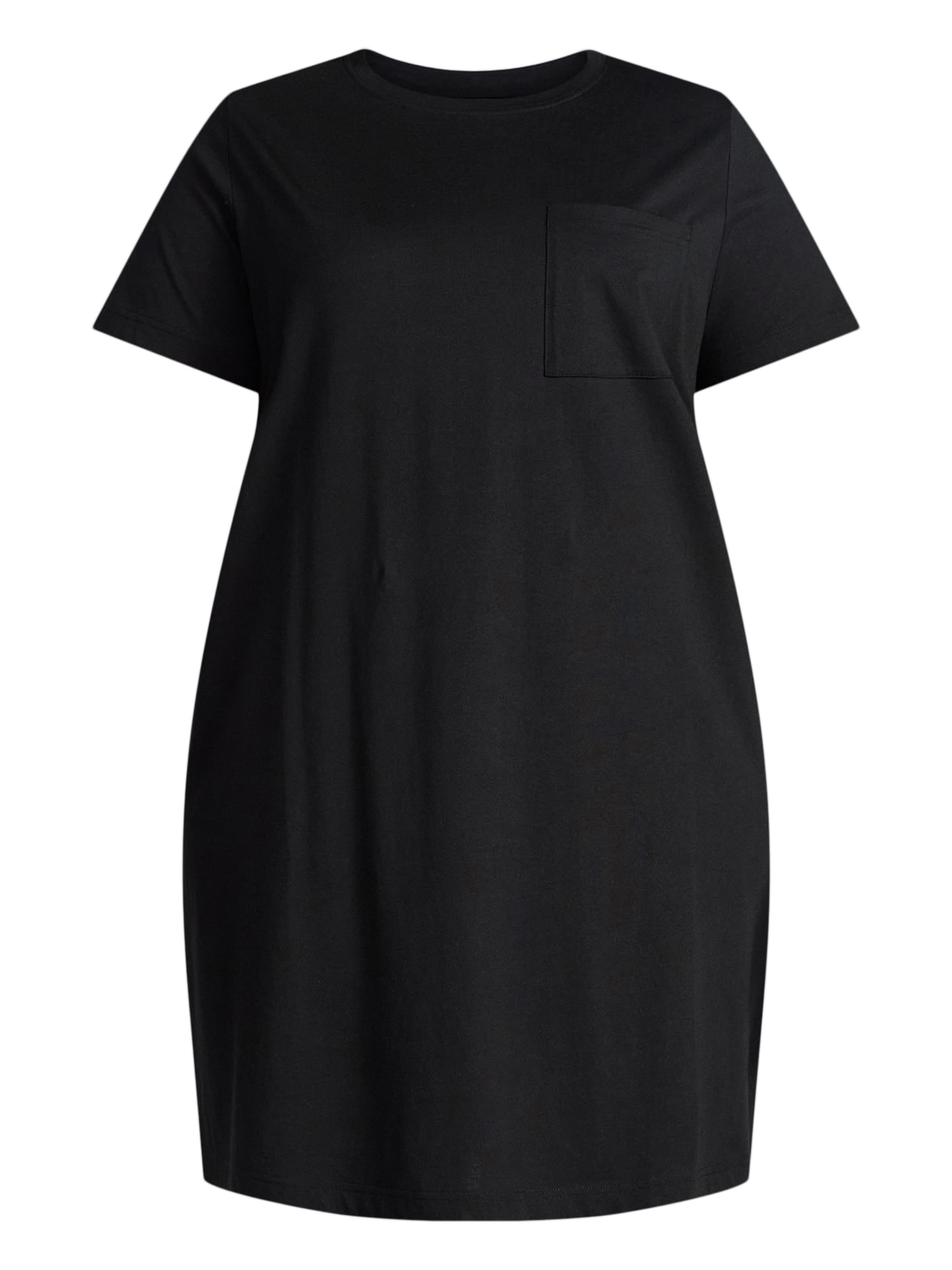 Terra & Sky Women's Plus Size Pocket T-Shirt Dress with Short Sleeves, Sizes 0X-5X