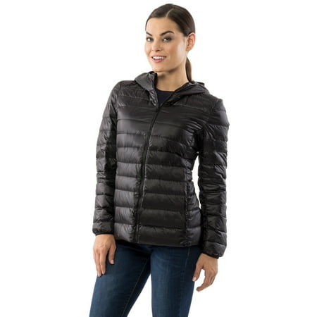 alpine swiss womens hooded down jacket puffer bubble coat packable light