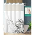 thumbnail image 2 of No Hook Shower Curtain with Snap in Liner, Hand Drawn Watercolor Gray Black Floral White Hotel Shower Curtains for Bathroom, Washable Shower Curtain Liner Set with Mesh Top Window, 72"x72", 2 of 6