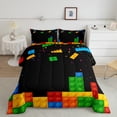 thumbnail image 2 of Manfei Kids Building Blocks Boy Full Size Comforter Sets, Funny Construction Game Bedding Comforter Set, Colorful Bricks Bedding Sets, Reversible 3-Piece, 2 of 8