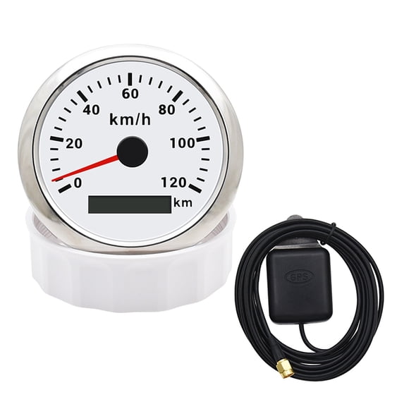 Compteur de Vitesse Étanche 120km/h Rétroéclairage 7 Couleurs 85MM GPS Capteur pour Accessoires de Voiture Yacht Bateau Mairne