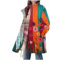 thumbnail image 2 of WXLWZYWL Women's Winter Warm Fleece Cotton-Padded Coat Fashion Print Lapel Long Sleeve Casual Outerwear with Buttons, 2 of 6