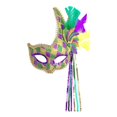 thumbnail image 3 of Half Face Costume Halloween Fancy Dress Musical Masquerade Feather With Point 20.5x16cm, 3 of 10