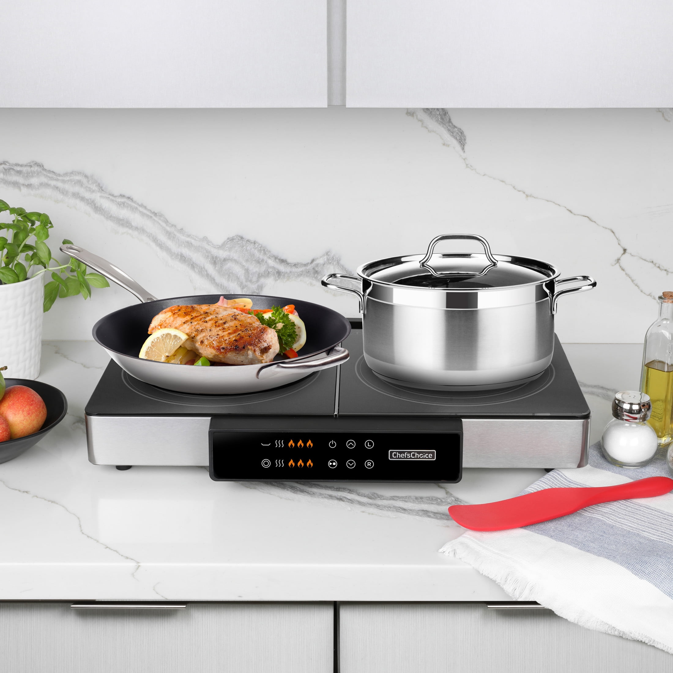 Chef'sChoice 2-in-1 Digital Griddle & Dual Burner, in Stainless