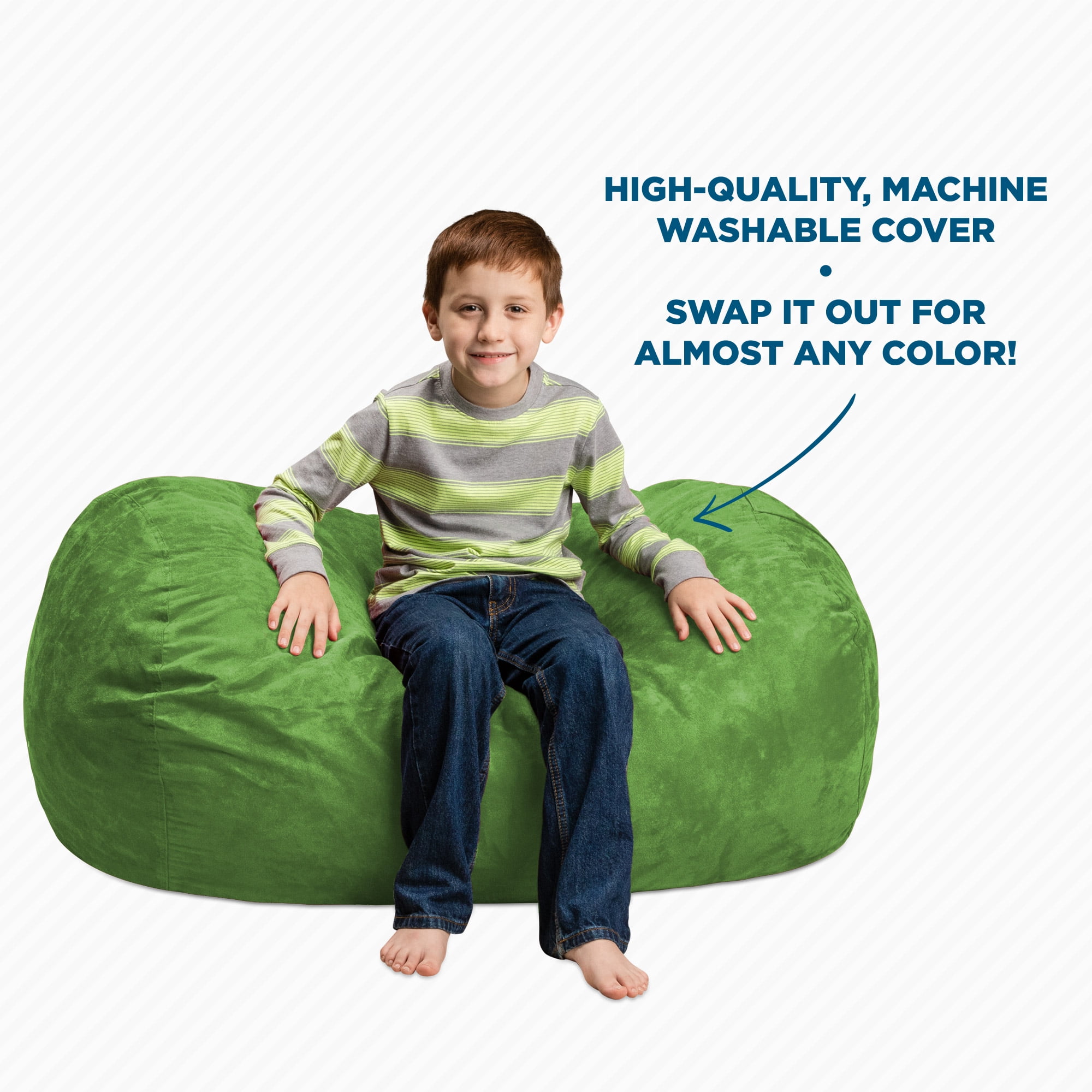 Chill Sack Bean Bag Chair, Memory Foam Lounger with Microsuede Cover, Kids, 2.5 ft, Lime