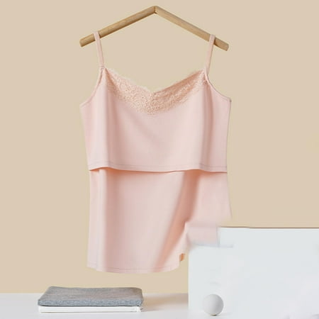 Delliss Womens Nursing Cami Tank Tops Built in Bra for Breastfeeding Maternity Straps Camisole Brasieres