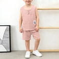 thumbnail image 2 of Fesfesfes Toddler Boy Clothe Fashion Boy and Girls Casual Sleeveless Tops Round Neck Collar Botton Printed Short Pants Sets, 2 of 9