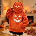 thumbnail image 2 of Zylarhe Halloween Sweatshirts for Kids Halloween Pumpkin Hooded Sweatshirt for Girls Cozy Themed Hoodie Front Pocket Orange 4-5 Years, 2 of 4