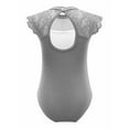 thumbnail image 2 of IEFIEL Kids Girls Lace Ruffle Sleeve Gymnastics Ballet Dance Tank Leotard One-Piece Bodysuit Unitard A Grey 11-12, 2 of 7