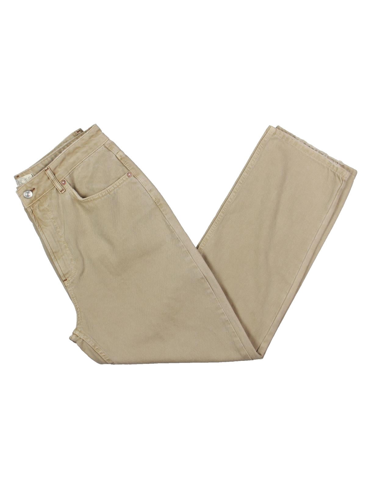 Straight Leg Jeans Beige 