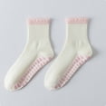 thumbnail image 4 of QINGFSAP Womens Pilates Grip Socks Non Slip Yoga Socks with Pink Scalloped Edge Ribbed Crew Socks for Barre, 4 of 7
