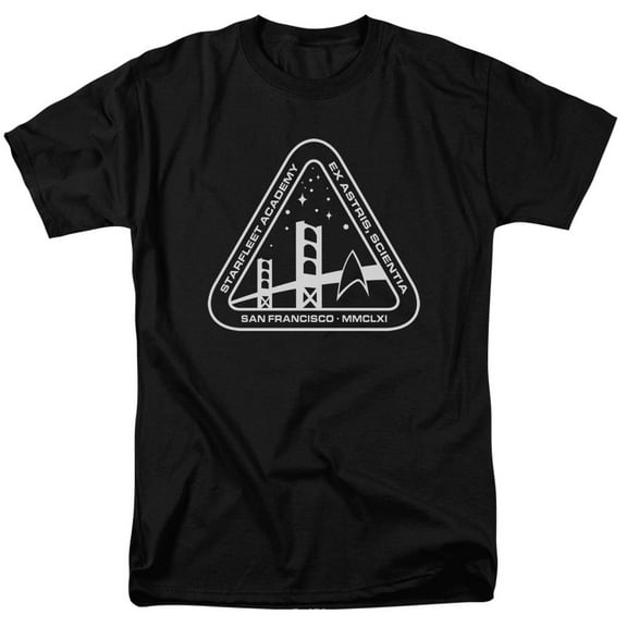 Star Trek White Academy Logo Adult 18/1 T-Shirt Black