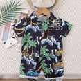 thumbnail image 2 of Odeerbi 1-8 Years Toddler Boys Summer Hawaiian Outfits Cotton Beach Tropical Print Short Sleeve Shirt Shorts Set Graphic Casual Two-piece Set Toddler Boys Clothes, 2 of 4