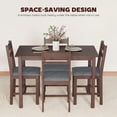 thumbnail image 6 of HOMCOM 5-Piece Solid Wood Dining Table Set for 4, Farmhouse Kitchen Table with Upholstered Chairs for Small Space, Dining Room, Walnut, 6 of 9