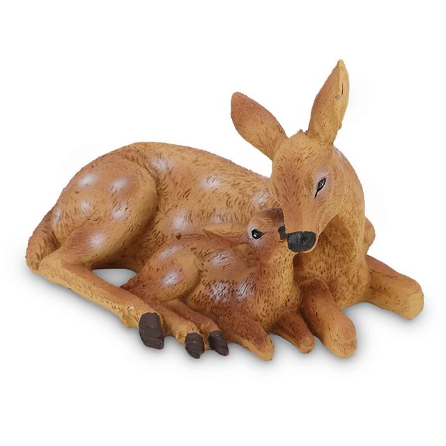 Resin Deer Figurine, Mini Animal Figurine Deer Decorations 3.8x2.2x6.7in Outdoor Garden Statue Deer Lying Down Sculpture Ornaments Housewarming Gift