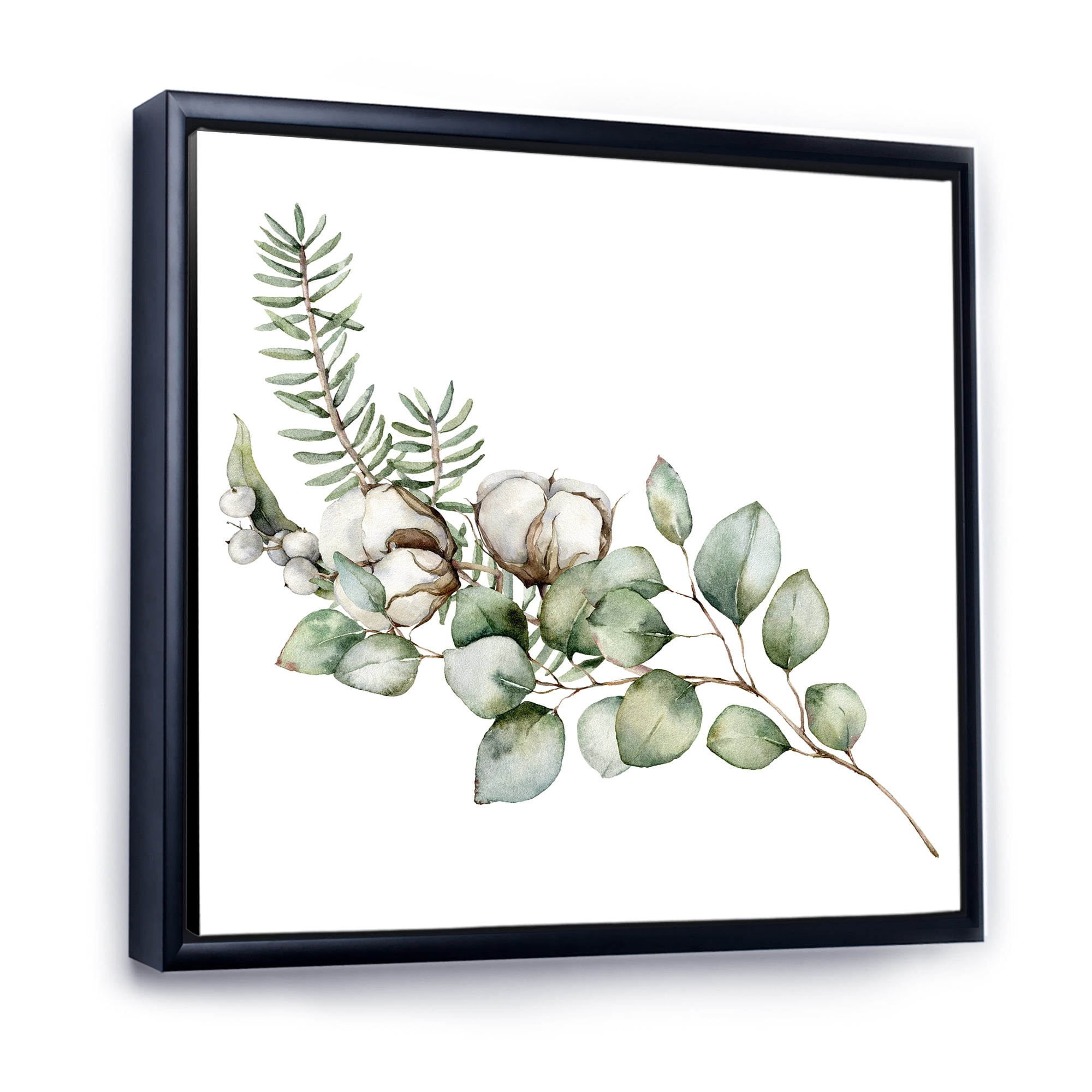 Designart 'Eucalyptus Branches With Christmas Bouquet' Traditional Framed Canvas Wall Art Print
