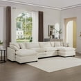 thumbnail image 4 of Modern Upholstered 4-Seater Sofa with 2 Ottomans, Corduroy Fabric 220cm for Living Room, 4 of 16