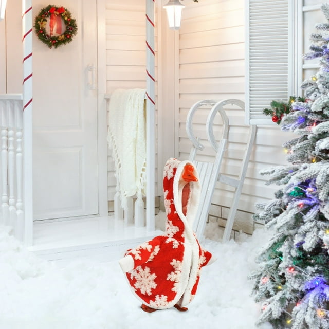 Porch Goose Outfit Costume For 23 Inch Decorative White Goose Festive Holiday Attire With Hat And Scarf