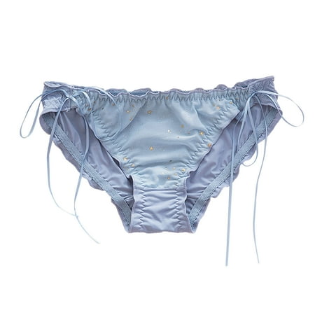 

Women Cotton Underwear Briefs Ladies Panties Ice Silk Panties Solid Color Lace Panties Low Waist Ribbon Briefs Seamless Panty