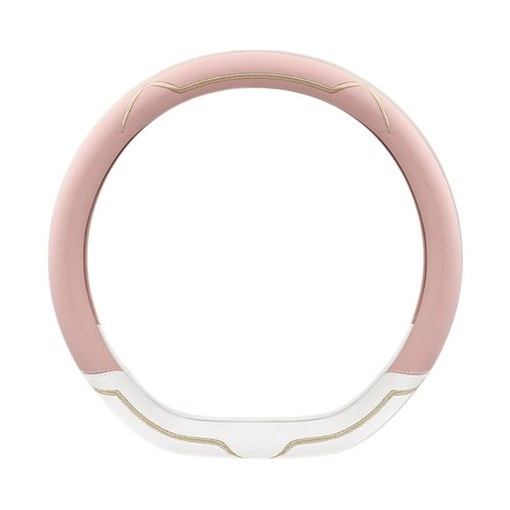A Pink D Shape Car Steering Wheel Cover Anti Slip Thin Handle Cover Universal Fit For Most Cars Suvs Trucks Pu Leather Comfortable Grip Easy To Install