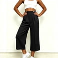 thumbnail image 6 of Bloomae Capri Pants for Women Wide Leg High Waisted Pleated Dress Pants Business Casual Capris Work Office Cropped Slacks Trousers with Pockets, 6 of 8