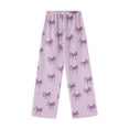 thumbnail image 5 of Women's Bowknot Print Plush Pajama Pants, Soft Fleece Casual Sleep Lounge Trousers Warm Nightwear Slacks, Purple, M, 5 of 5