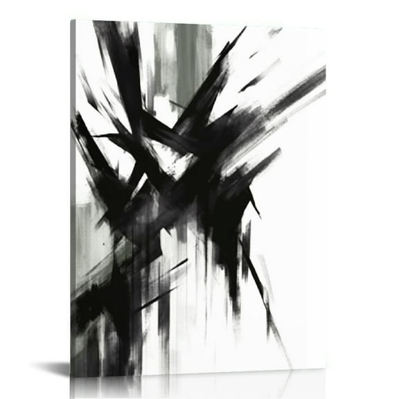 FUMJ Black and White Abstract Wall Art Decor - Modern Black and White Wall Art 16x20 Artwork l Framed Black and White Art - Black and White Canvas Wall Art Print for Living Room,