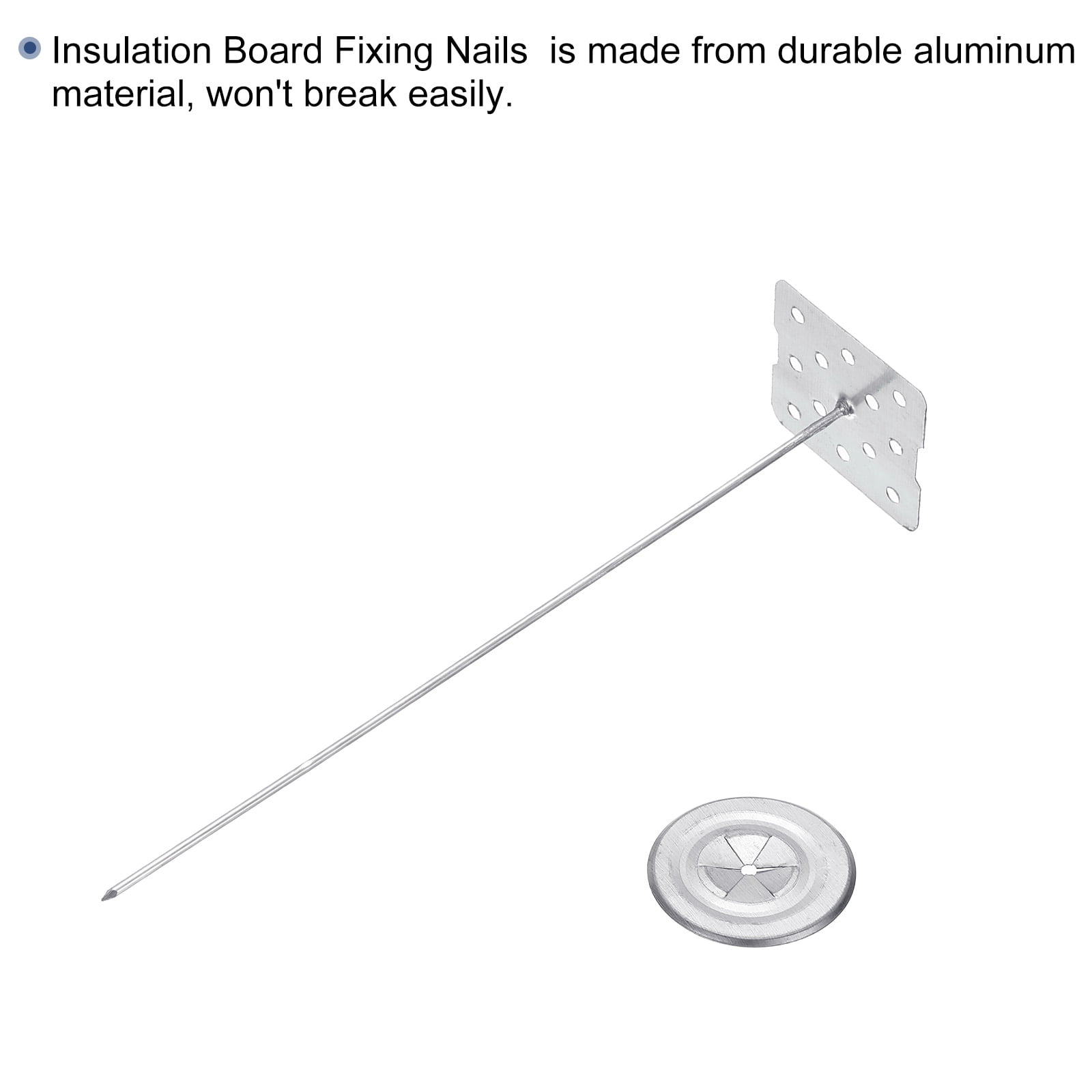 150mm Perforated Insulation Pins with Round Washer,50 Sets 2in Insulating Nails Wall Plug for Fixing Foam Boards to Wall or Ceiling