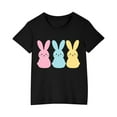 thumbnail image 4 of Jinhomg Cute Summer Tops for Kids Soft Comfort Short Sleeve Cotton T-Shirts Plain Bunny Rabbit Graphic Crew Neck Shirt Casual Daily Wear Black 110, 4 of 5