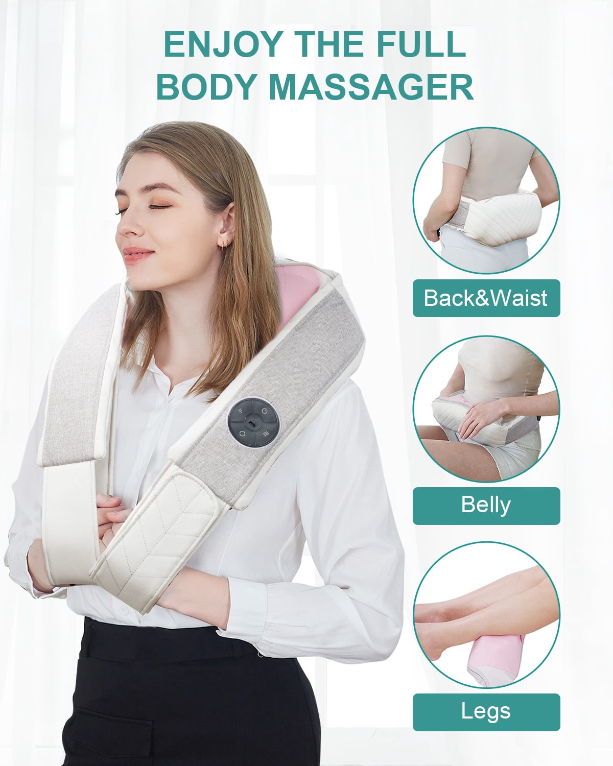Nekteck Neck Massager Cordless Shiatsu Neck and Should Massager with Heat for Pain Relief Deep Tissue, Portable Kneading Back Massage Pillow, Gifts for Mom Dad Women Men, Office/Work/Car/Home Use