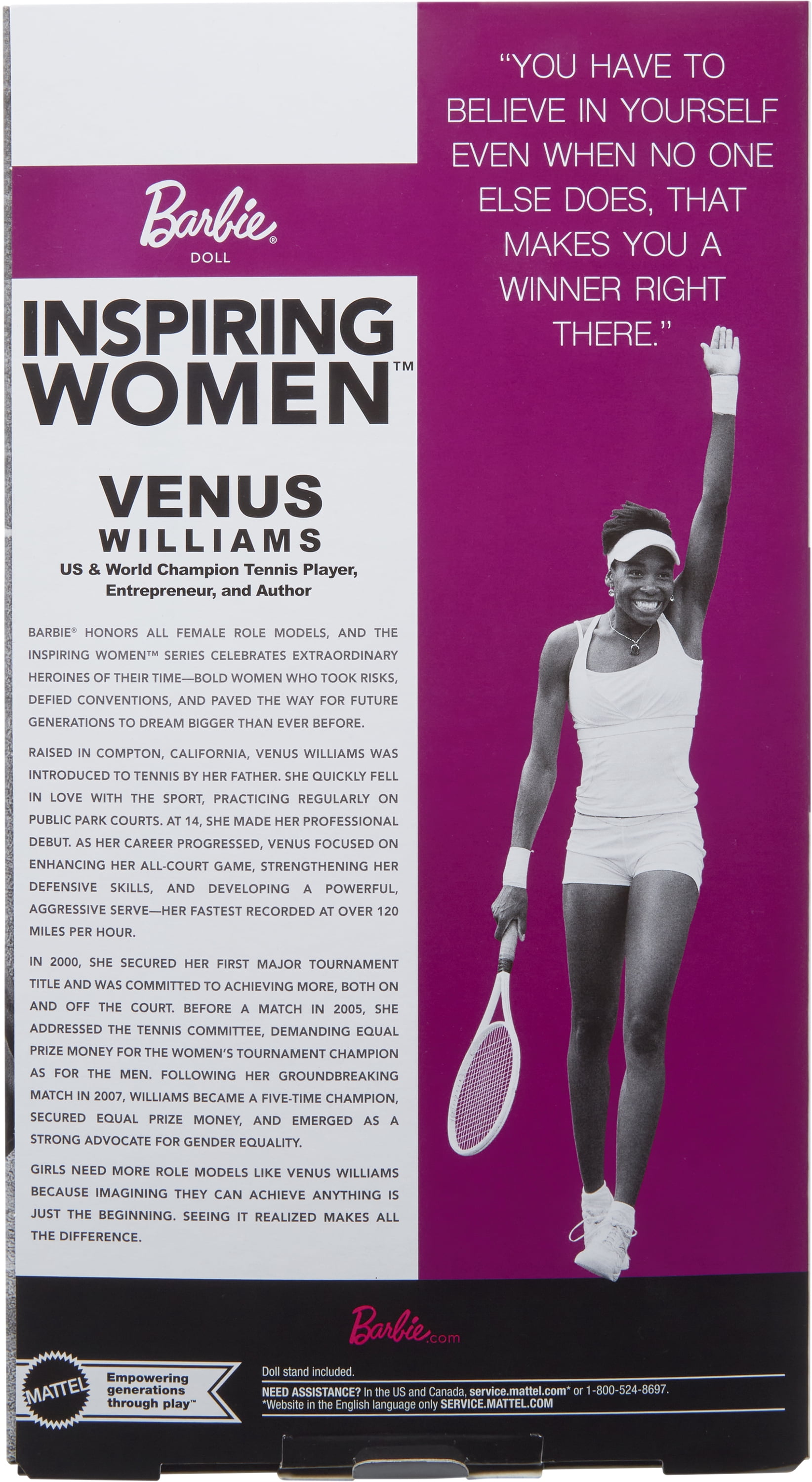Barbie Inspiring Women Series, Venus Williams Fashion Doll with Signature Tennis Uniform