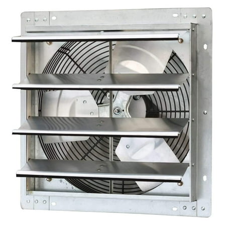 - 16" Wall Mounted Exhaust Fan - Automatic Shutter - Variable Speed - Vent Fan For Home Attic, Shed, or Garage Ventilation, 1200 CFM, 1800 SQF Coverage Area (Power Cord Not Included) 16" Fan-only
