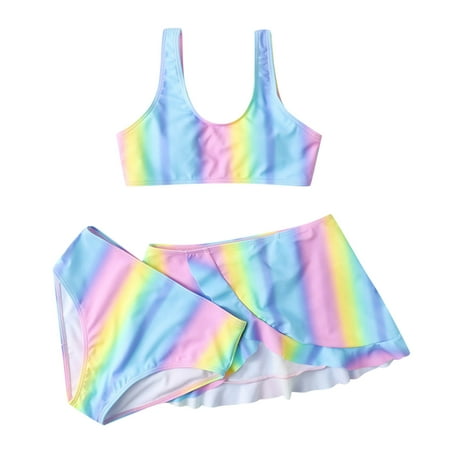 

Pimfylm Girls Swimwear Toddler Baby Girls Summer Swimsuit Sleeveless Striped Swimwear Beach Bikini Comfort Light Blue 5-6 Years