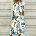 thumbnail image 2 of JINMGG 2024 Summer Clearance Dresses under $10.00 Fashion Women Summer Printing Causal V-Neck Button Short Sleeve Vacation Pockets Dress, 2 of 5