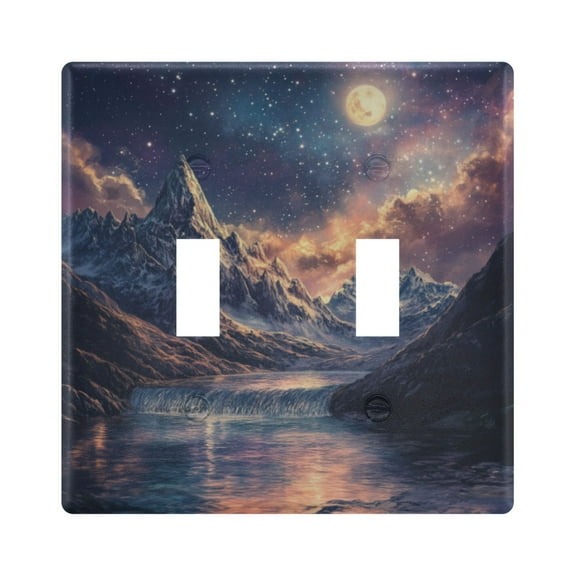 Yayeee Toggle Light Switch Wall Plate 2-Gang 4.56"x4.48" Decorative Outlet Cover, Ethereal Mountain