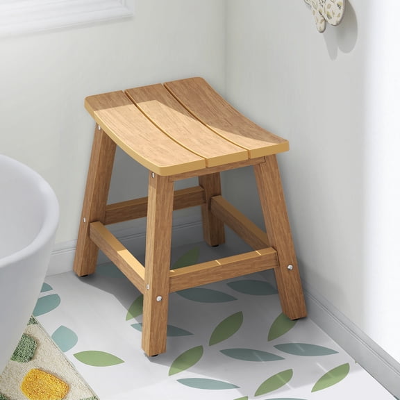 DEXTRUS Poly Lumber Shower Bench Chair, Shower Stool, Shower Seat, Shower Bath Chairs Spa Stool for Bathroom - Brown